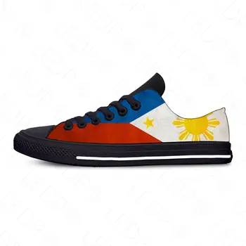 Горещи Филипините Руски флаг Патриотическая модни и ежедневни матерчатая обувки с ниски берцем, Леки, дишащи мъжки и дамски маратонки с 3D принтом