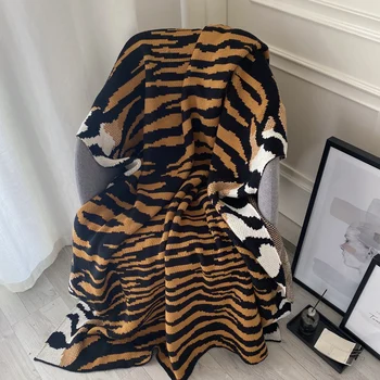 Покривки с изображение на тигър, покривка за дивана, офис легла, един спален вагон, жаккардовое вязаное одеяло 100X150 см