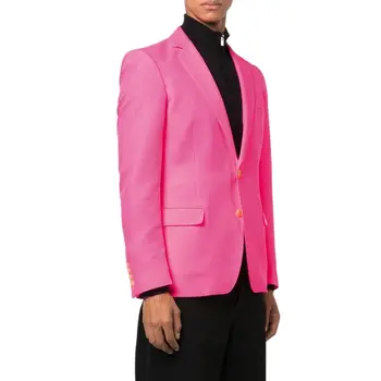 Лъскави розови комплекти блейзеров, однобортные костюми, палта, модерен монофонични случайни мъжки яке, голям и висок костюм по поръчка