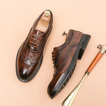 Луксозни мъжки модел обувки с перфорации тип 