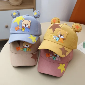 Детска бейзболна шапка с анимационни мечка от 2 до 6 години, есенно-зимна детска шапка пролетна детска солнцезащитная капачка