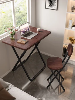 Прост сгъваема маса, бюро и стол за следване в общежитието, маса за хранене, маса за хранене, правоъгълен компютърен маса, модерно дърво