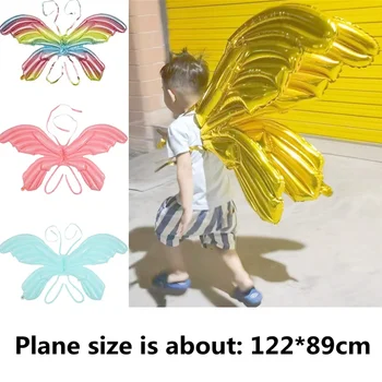 Голям балон с крила на пеперуда 122*89 см, отзад окачени балони балони, играчки за Ден за защита на децата, балон, за сватба, за рожден Ден