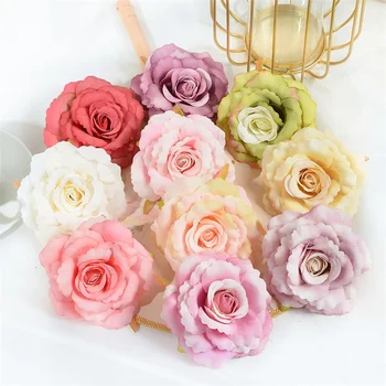 15 БР 8 см ширина Коприна розата е изкуствена корона цвете за украса на дома сватби, партита, scrapbooking, в Деня на Св. Валентин, фалшиви цветя за стената
