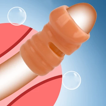 Силиконов реалистичен мъжки пенис с фиксиран пръстен за корекция на препуциума, мъжки презервативи за забавяне на еякулацията, БДСМ-игра за възрастни, секс-играчка N7YB