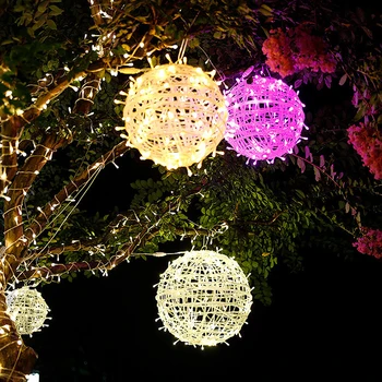 Фестивалният Декор на открито, led светлини 220 В, гирлянди от ратан, Дом Градина, Коледна елха, Висящи лампа, Сватбени Декорации