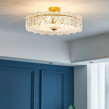 2022 нов френски тавана лампа за главната спални, модерен минималистичен, с перлата на стъкло, романтика, за сватбената стая, лампа за спални