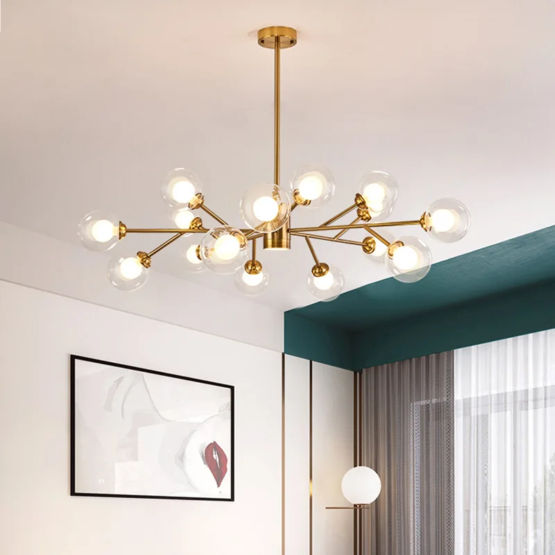 Постмодернистская златисто-черна полилей, на creative осветление дизайн от молекулно стъкло за хола, спалня, кухня, островен осветление - 1
