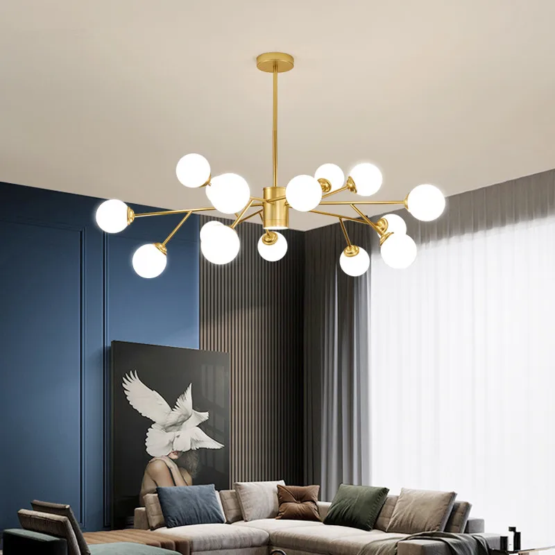 Постмодернистская златисто-черна полилей, на creative осветление дизайн от молекулно стъкло за хола, спалня, кухня, островен осветление - 2