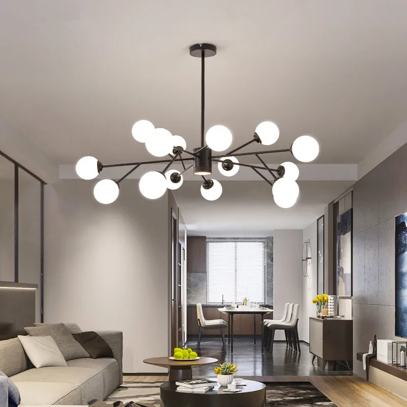 Постмодернистская златисто-черна полилей, на creative осветление дизайн от молекулно стъкло за хола, спалня, кухня, островен осветление - 3